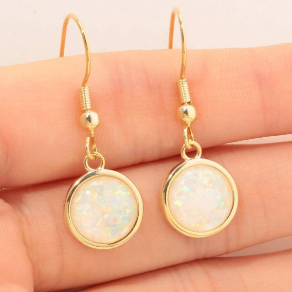 Fire Opal | White u0026 Green Fire Opal Yellow Gold u0026 Silver Engagement Earrings