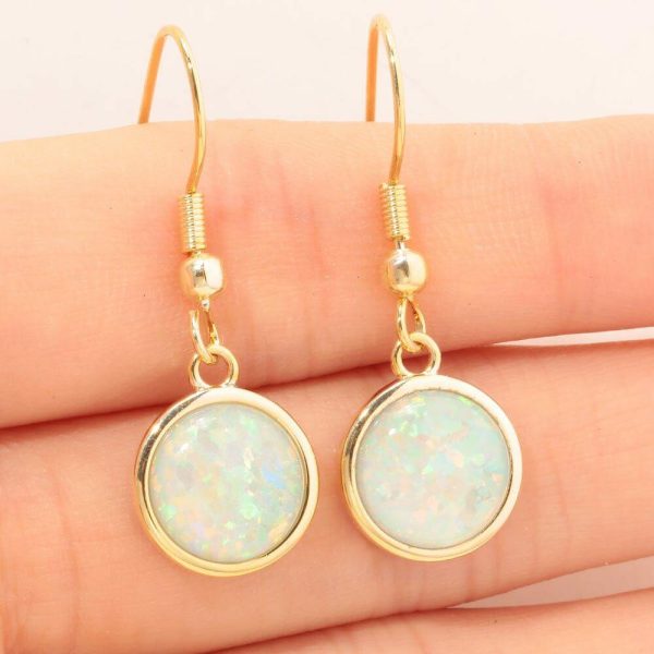 Fire Opal | White u0026 Green Fire Opal Yellow Gold u0026 Silver Engagement Earrings