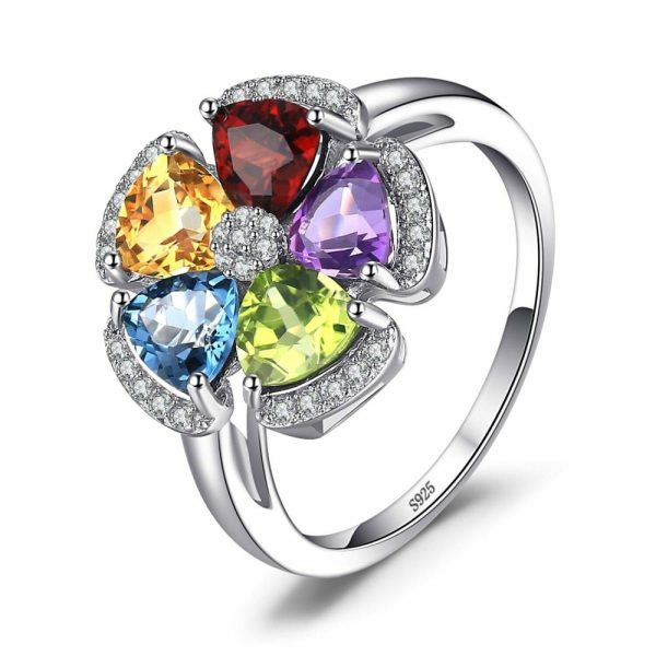 Garnet | 2.6ct Genuine Peridot, Blue Topaz, Amethyst, Citrine u0026 Garnet Adjustable Cocktail 925 Sterling Silver