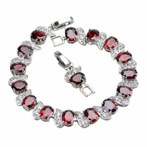 Garnet | Classic Garnet Chain Link Bracelet – 925 Sterling Silver