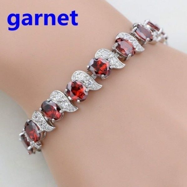 Garnet | Classic Garnet Chain Link Bracelet – 925 Sterling Silver