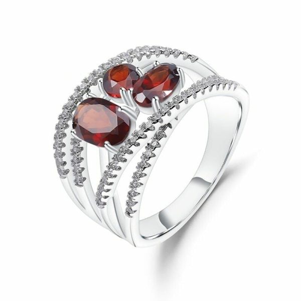 Garnet | Criss-Cross Garnet- 925 Sterling Silver