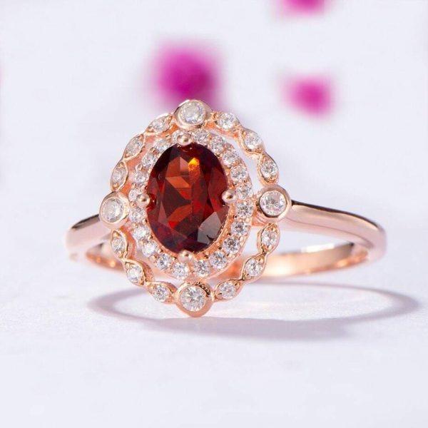 Garnet | Dazzling Natural Garnet Rose Gold