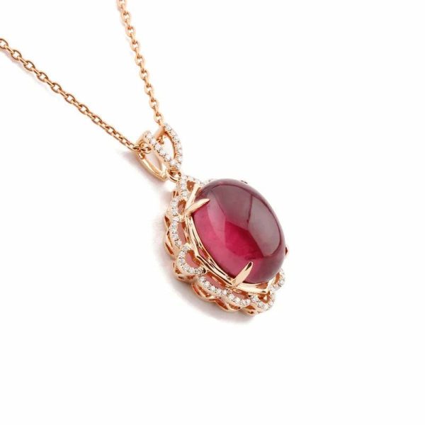 Garnet | Elegant Oval Shape Red Garnet Gemstone Pendant White