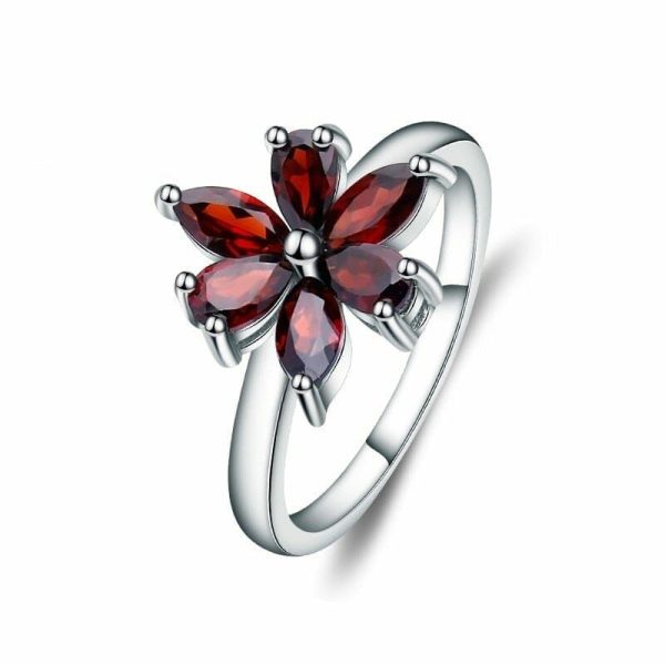 Garnet | Flower Natural Garnet- 925 Sterling Silver