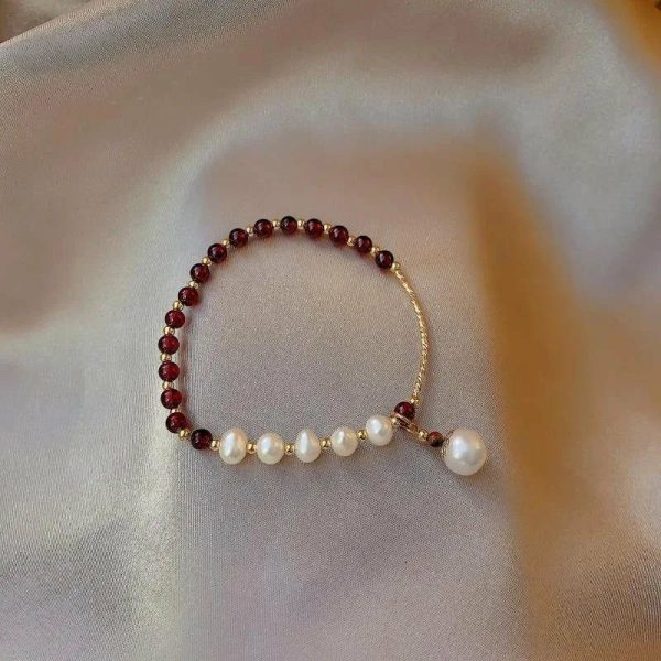 Garnet | Freshwater Pearls Winered Garnet Stone Crystal Beads Gold Color