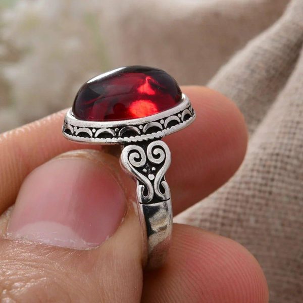 Garnet | Garnet Stone Flower Thai Silver Ladies Wedding Xzbt2516 J0651