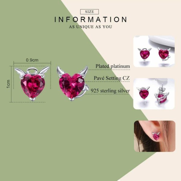 Garnet | Little Evil and Angel CZ Garnet Earrings – 925 Sterling Silver