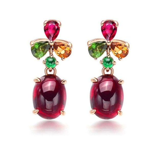 Garnet | Luxury Red Garnet Tourmaline Earrings – 925 Sterling Silver