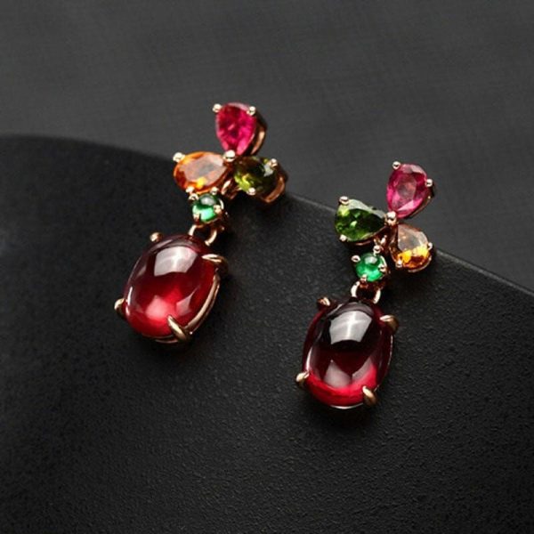 Garnet | Luxury Red Garnet Tourmaline Earrings – 925 Sterling Silver