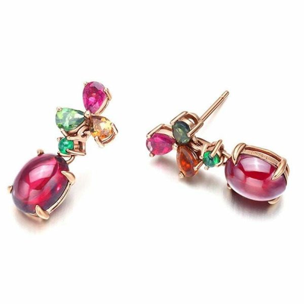 Garnet | Luxury Red Garnet Tourmaline Earrings – 925 Sterling Silver