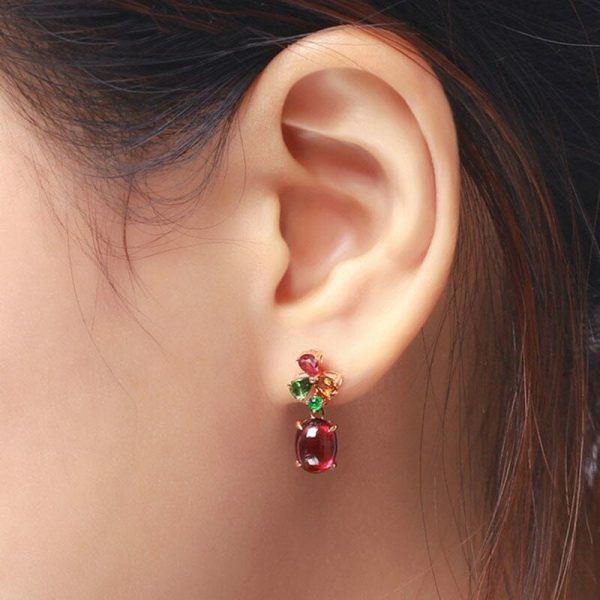 Garnet | Luxury Red Garnet Tourmaline Earrings – 925 Sterling Silver