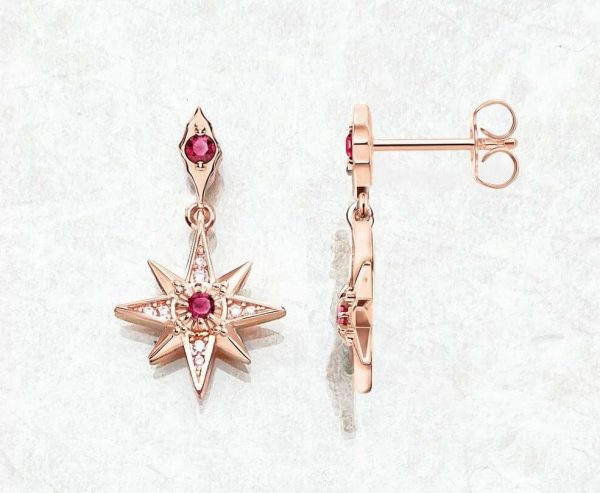 Garnet | Magical Starburst Garnet Rose Gold 925 Sterling Silver Earrings