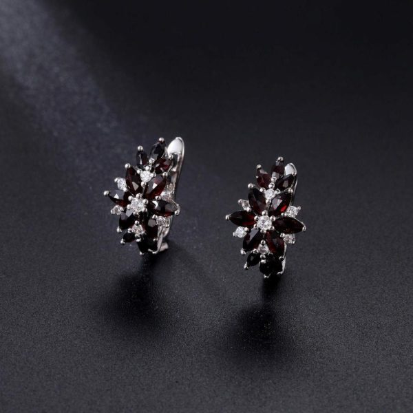 Garnet | Natural Black Garnet Statement Earrings – 925 Sterling Silver