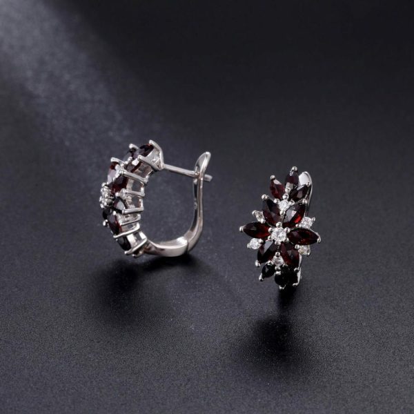 Garnet | Natural Black Garnet Statement Earrings – 925 Sterling Silver