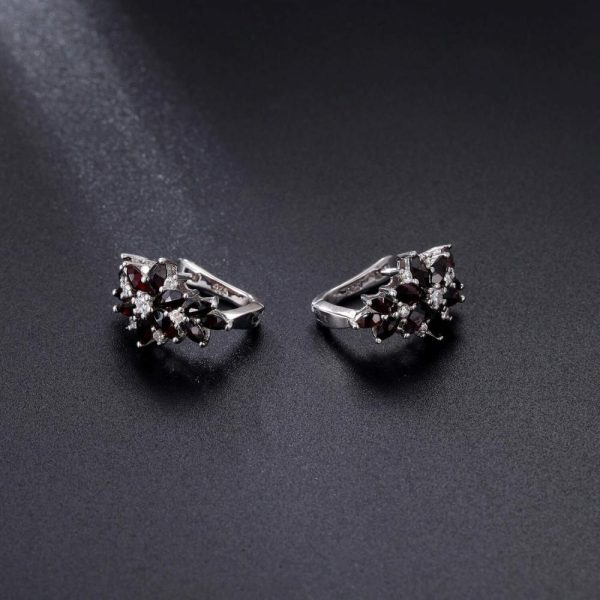 Garnet | Natural Black Garnet Statement Earrings – 925 Sterling Silver