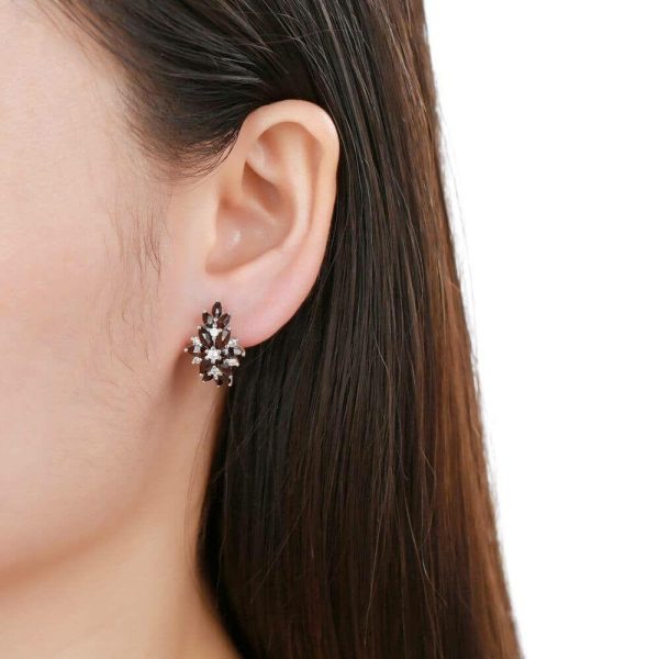 Garnet | Natural Black Garnet Statement Earrings – 925 Sterling Silver