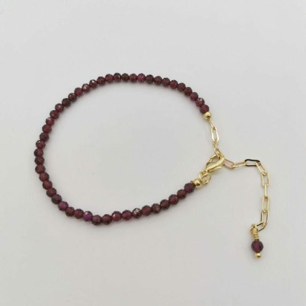 Garnet | Natural Stones Pulsera Faceted Garnet Adjustable Bracelet – 14K Gold Filled Chain