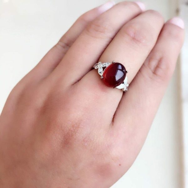 Garnet | Natural Wine Red Garnet Stone- 925 Sterling Silver