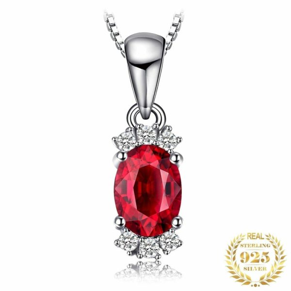 Garnet | Oval Fashion Natural Garnet Pendant – 925 Sterling Silver (No Chain)