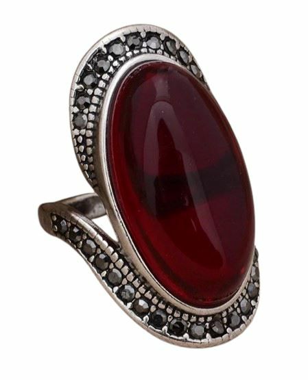 Garnet | Retro Personality Garnet Stone Thai Silver Female Finger