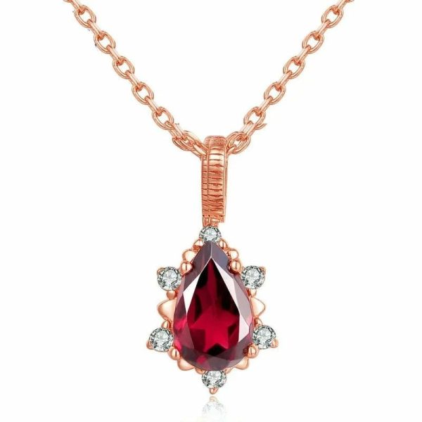 Garnet | Teardrop Garnet Pyrope Gemstone Pendant Silver