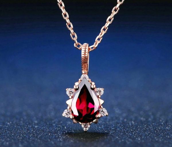 Garnet | Teardrop Garnet Pyrope Gemstone Pendant Silver