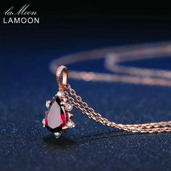 Garnet | Teardrop Garnet Pyrope Gemstone Pendant Silver