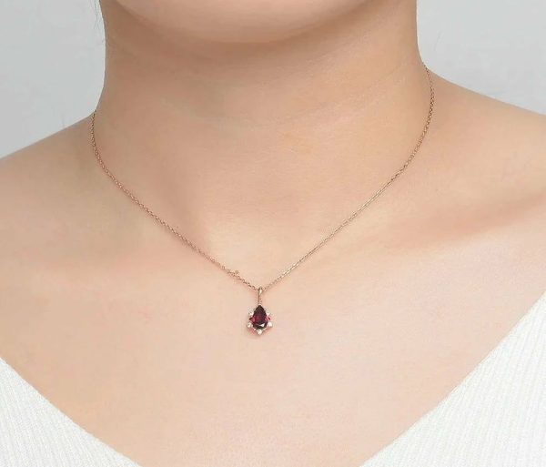 Garnet | Teardrop Garnet Pyrope Gemstone Pendant Silver