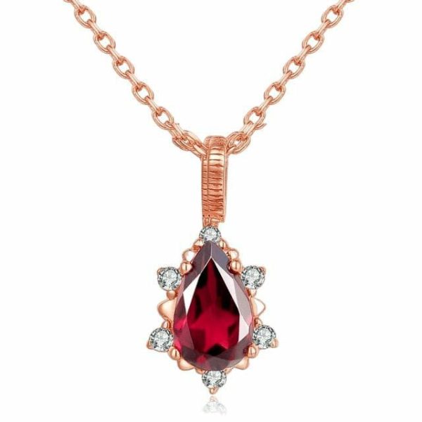 Garnet | Teardrop Garnet Pyrope Pendant – 18K Rose Gold