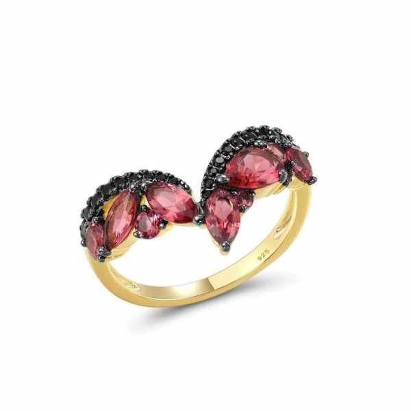 Garnet | V Shape Genuine Garnet 925 Sterling Silver