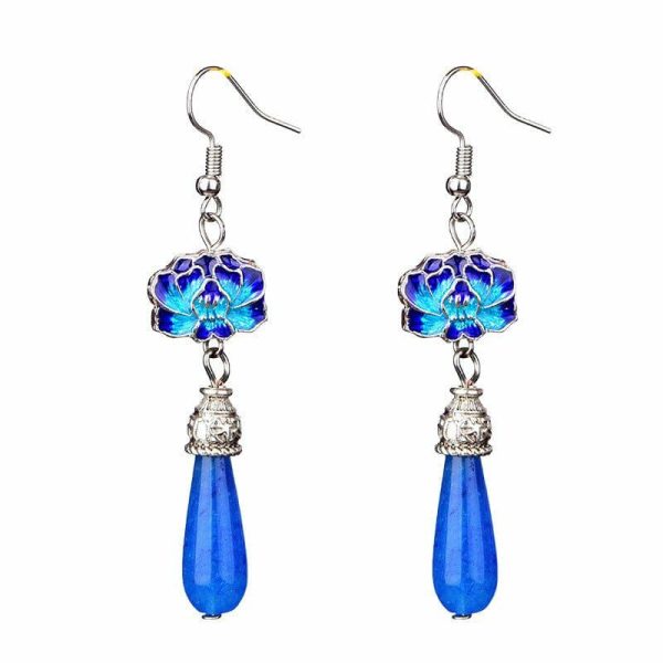 Jade | Blue Jade Lotus Drop Earrings