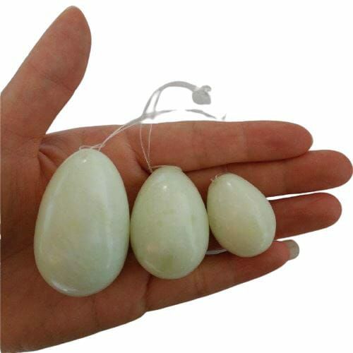 Jade | Drilled Natural Green Jade Yoni Eggs for Kegel Exercise (3 eggs)