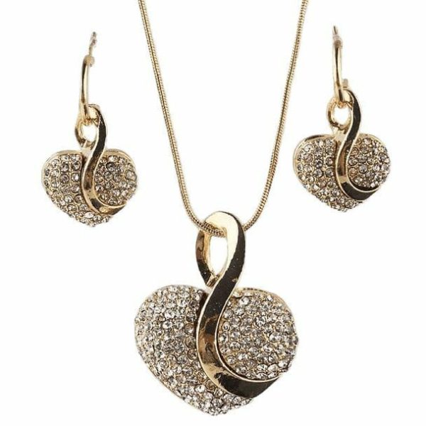 Jewelry Sets | 18K Gold Filled Shine Austrian Crystal Heart u0026 Earrings Set