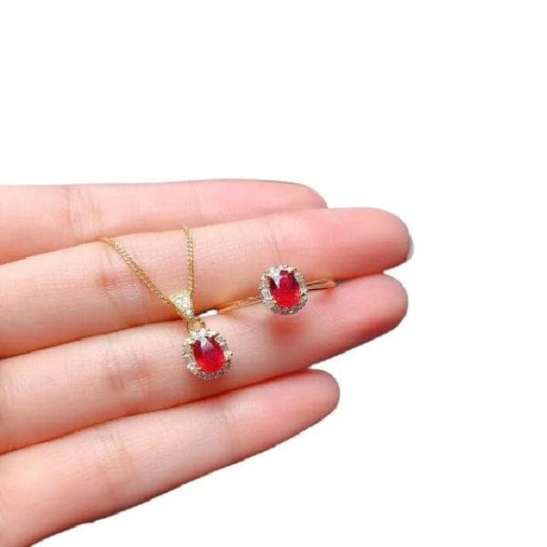 Jewelry Sets | Bridal Ruby and ResizableJewelry Set