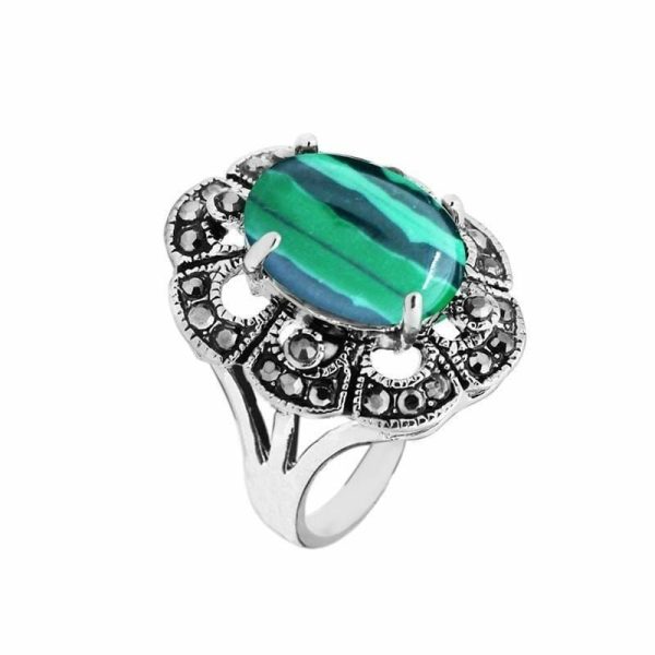 Malachite | Silver Plated Oval Malachite