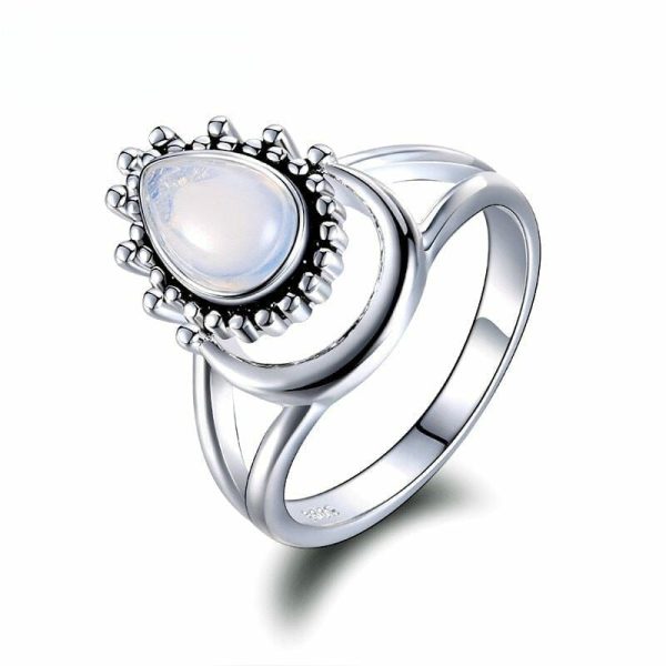 Moonstone | Charm Large Antique Marquise Created Moonstone- 925 Sterling Silver