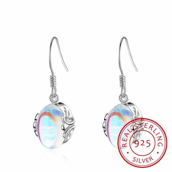 Moonstone | Colorful Moonstone Dangle Earrings – 925 Sterling Silver