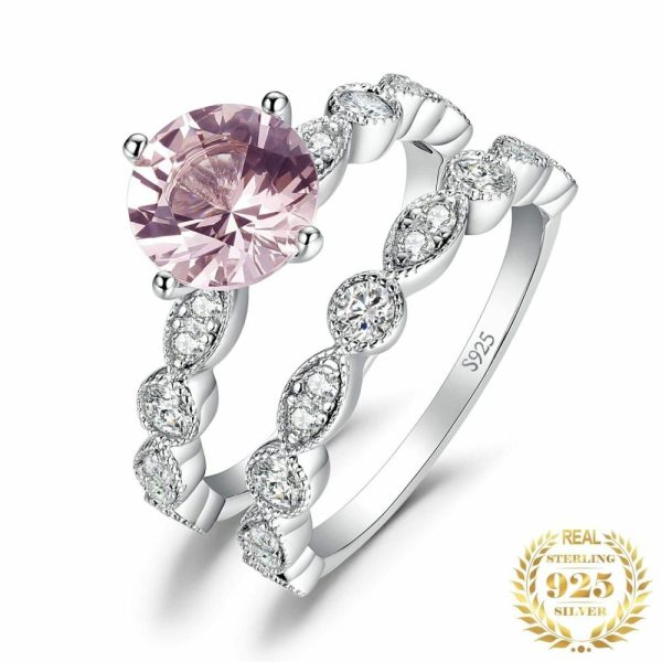 Morganite | 2 Pc Infinity 3ct Created Pink Morganite- 925 Sterling Silver