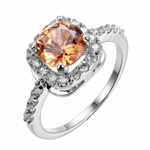 Morganite | Champagne Morganite White CZ- 925 Sterling Silver