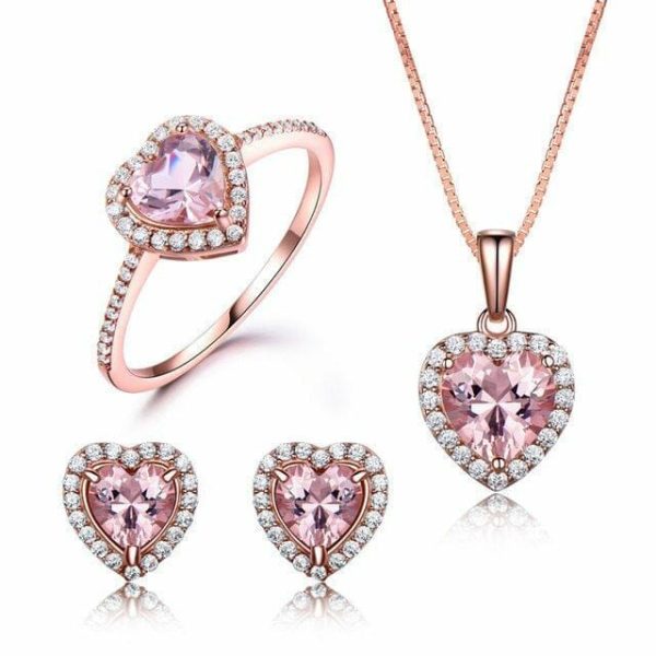 Morganite | Classy Heart Morganite Jewelry Set Auburn