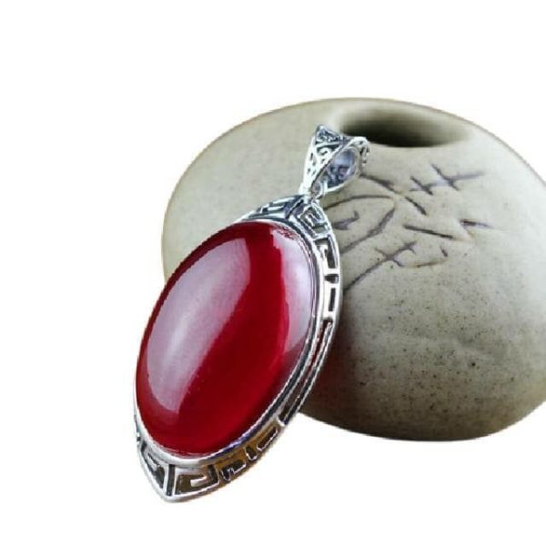 Necklaces | Big Ruby Vintage Pendant – 925 Sterling Silver