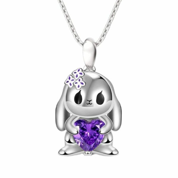 Necklaces | Cute Heart-shaped Purple Crystal Bunny Pendant