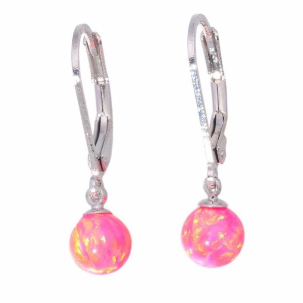 Opal | 6mm Pink Fire Opal Drop Earrings