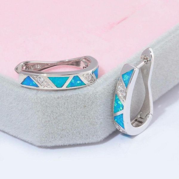 Opal | Blue Fire Opal Vintage Hoop Earrings