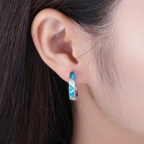 Opal | Blue Fire Opal Vintage Hoop Earrings