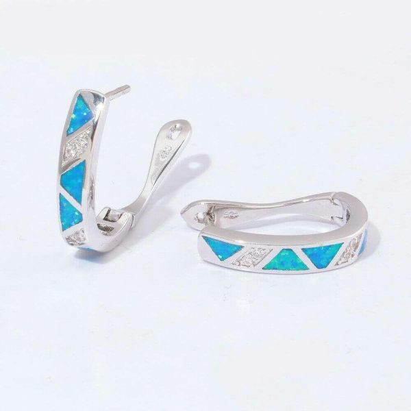 Opal | Blue Fire Opal Vintage Hoop Earrings