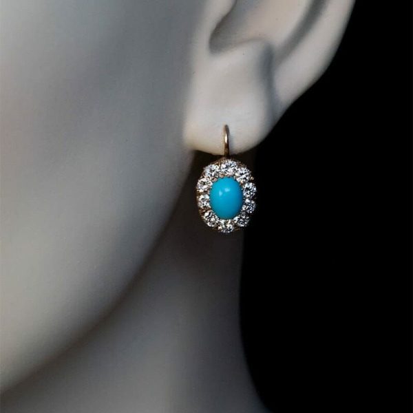 Opal | Classic Design Inlaid Blue Opal Drop Earrings