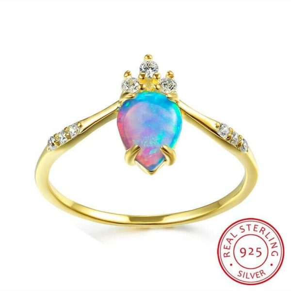 Opal | Crowning Blue Fire Opal Gold- 925 Sterling Silver