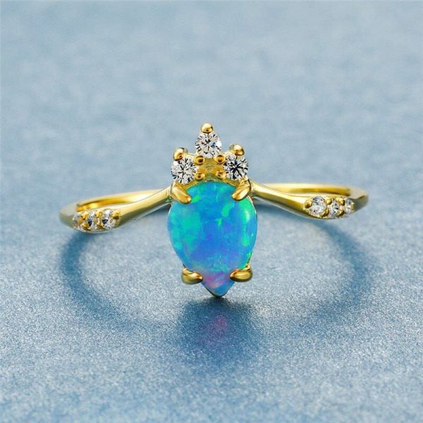 Opal | Crowning Blue Fire Opal Gold- 925 Sterling Silver